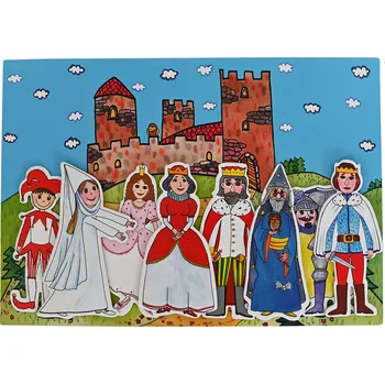 Loutkové divadlo MARIONETINO Sada loutek a kulis - Král, Královna, Princ, Princezna, Kašpárek, Čaroděj, Bílá paní, Rytíř, Hrad, Hradní síň Sada loutek a kulis