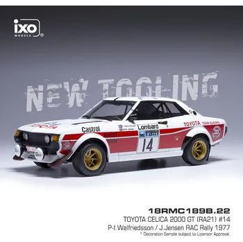 autíčko Toyota Celica 2000 GT (RA21) - RAC Rally 1977 #14 Walfriedsson - Jensen 1:18 IXO