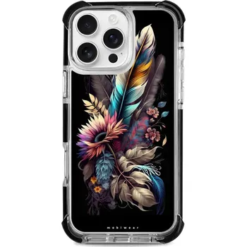 Pouzdro na mobilní telefon Odolný obal Mobiwear MagSafe Elite Bumper - Apple iPhone 16 Pro Max - D011D Kytice s pírkem (Odolný kryt, pouzdro, obal Mobiwear Elite Bumper na mobil Apple iPhone 16 Pro Max - D016D Kytice s pírkem, materiál Plast + TPU silikon + kov - zesílená ochrana)