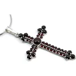 Stříbrný přívěsek kříž s českým granátem Victory - Rhodiování