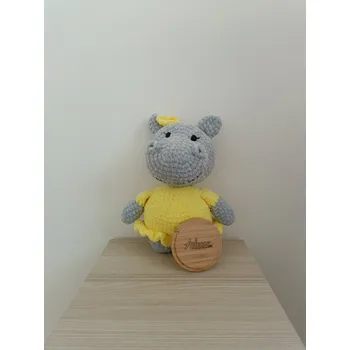 plyšák Hrošice v šatech Šedo - žlutá