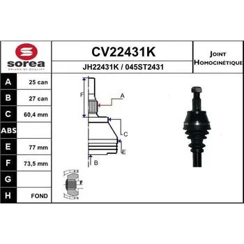 Autodíl Sada kloubů, hnací hřídel EAI CV22431K