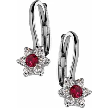 Náušnice Zlaton Náušnice bílé zlato květina s kamenem visací 1.5g 1.3cm 001450907246