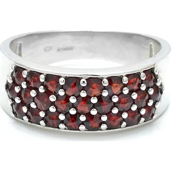 Prsten Stříbrný prsten s českým granátem Mackenzie - 49, Rhodiování