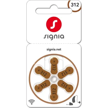 Článková baterie SIGNIA 312 / PR41 značkové baterie do naslouchadel, blistr 6ks.