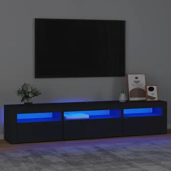 Televizní stolek vidaXL TV skříňka s LED osvětlením černá 195 x 35 x 40 cm