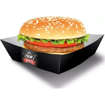 Talíř Boxy na burger papírové BBQ 13x13 cm 4 ks