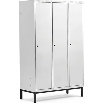 Šatní skříň Šatní skříňka CLASSIC, s nohami, 3 sekce, 1940x1200x550 mm, šedé dveře