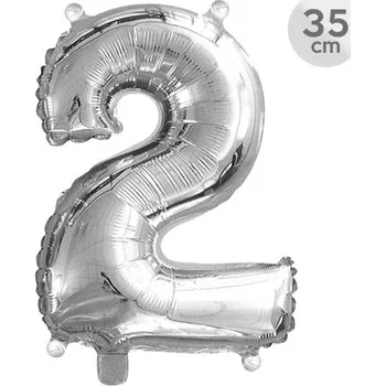 Balónek Godan Balón narozeninový 35 cm - číslo 2, stříbrný