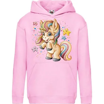 Chlapecká mikina dětská levná mikina, kapuce, malý jednorožec Barva: Pink - růžová, velikost: 128