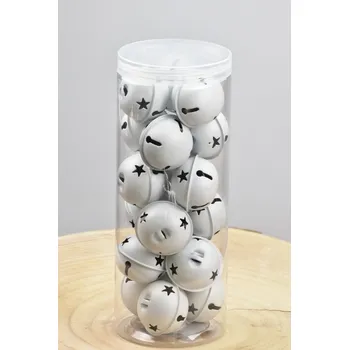 Vánoce Sada 18 ks bílých kovových rolniček v plastové tubě