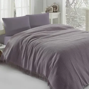 Přehoz na lůžko Fialový bavlněný přehoz přes dvoulůžko Pique, 220 x 240 cm ID_163107