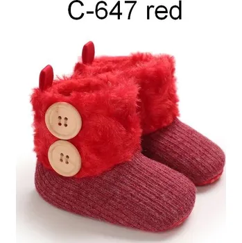 Dětská sálová obuv Dětské capáčky s Vánoční tématikou Varianta: C-647 red vysoké s knoflíky, Velikost: 7-12 m (11,5 cm)
