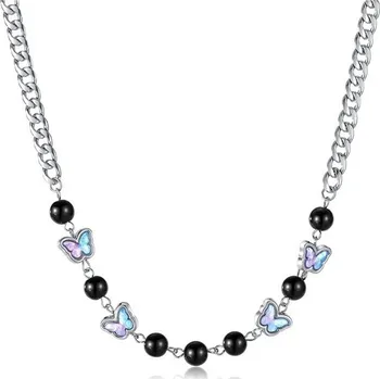 Náhrdelník Dámský náhrdelník z chirurgické oceli s motýlky Stříbrný Impress Jewelry GX2420