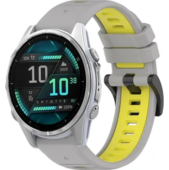 Příslušenství k chytrým hodinkám VSECHNONAMOBIL 87354 SPORTY Vyměnitelný silikonový řemínek Garmin Fenix 8 43mm šedá-žlutá