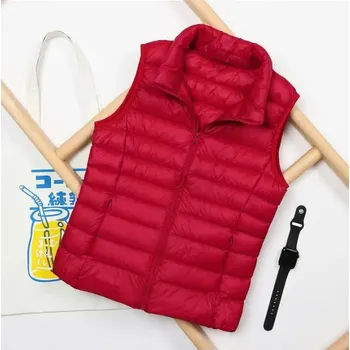 Dámská vesta Prošívaná vesta na zip Barva: Červená, Velikost: XL