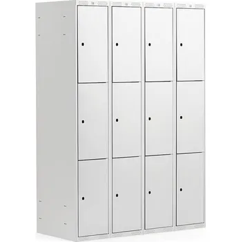 Šatní skříň Boxová šatní skříň CLASSIC, 4 sekce, 12 boxů, 1740x1200x550 mm, šedá, šedé dveře