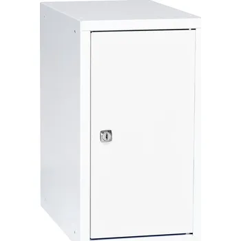 Šatní skříň Box na osobní věci CUBE, uzamykatelný, 450x250x400 mm, bílá/bílé dveře