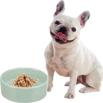 Miska pro psa TRIXIE Keramická miska Viviana s letokruhy a srdíčkem, šalvěj 0,8 l/16 cm