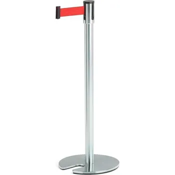 Plotový sloupek Zahrazovací sloupek s páskou D 2000 mm, nerez, červená páska