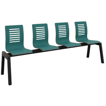 CARMEN 4, dřevěná lavice do čekárny, 4-sedák, tyrkysová, kostra černá