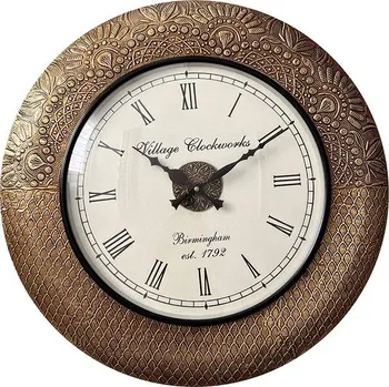 Hodiny LAKŠMI - indický nábytek Nástěnné hodiny průměr 45 cm, vzor 1
