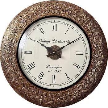 Hodiny LAKŠMI - indický nábytek Nástěnné hodiny průměr 45 cm, vzor 5