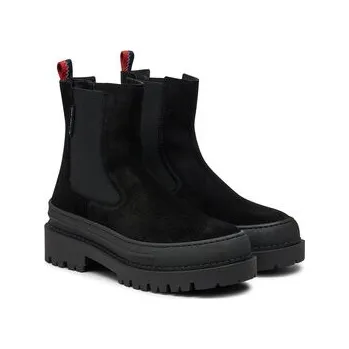 Dámská zimní obuv Tommy Jeans Kotníková obuv s elastickým prvkem Tjw Foxing Chelsea Suede EN0EN02631 Černá 39