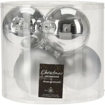 Vánoční dekorace Sada šesti baněk Lorko 8 cm stříbrná