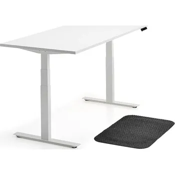 Jídelní set Sestava QBUS + STAND, výškově nastavitelný stůl, bílý + ergonomická podložka