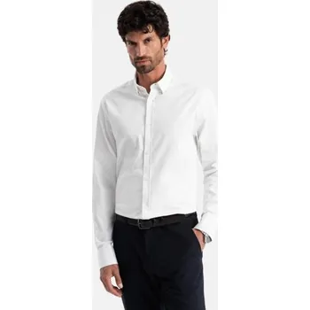 Pánská košile Pánská košile SLIM FIT ze saténové tkaniny bílá