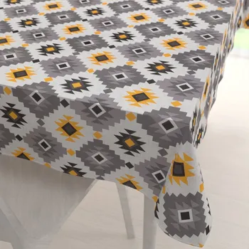 ubrus Bavlněný obdélníkový ubrus Sandra SA-520 Žluto-šedý aztécký vzor 50x100 cm