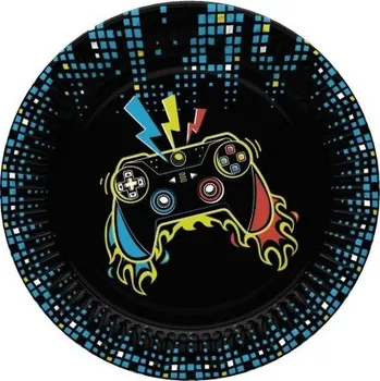 Talíř Papírové talíře malé - Play Joystick Pad - 18 cm - 8 ks - TD01_OG_038201