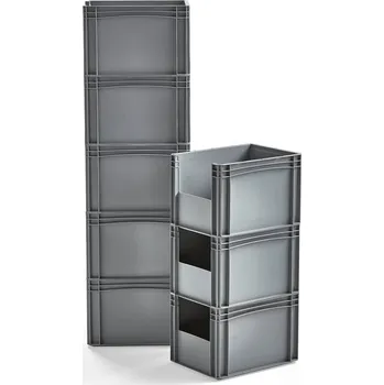 Plastová přepravka FRASER, 400x300x270 mm, šedá, bal. 8 ks