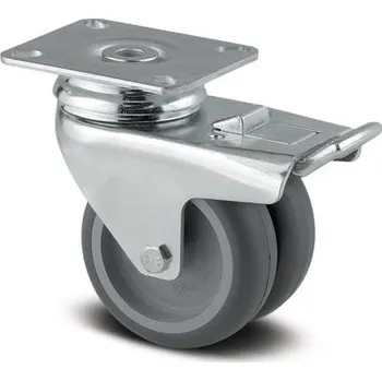 Pojezdové kolečko Agila Twin TENTE Přístrojová kolečka 75mm, s brzdou, plotýnka, 2977PJO075P50
