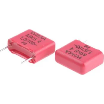 Kondenzátor Fóliový kondenzátor, řada: MKS4 1μF ±10procent 63 V ac, 100 V dc, Průchozí otvor WIMA