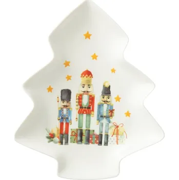 Talíř Servírovací talíř stromek s Louskáčky Chris Nutc v dárkové krabičce - 25*21*3 cm