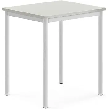 Jídelní stůl Stůl BORÅS, 700x600x760 mm, bílé nohy, HPL deska, šedá