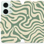 Flipové pouzdro Mobiwear - OnePlus Nord 3 5G - VA57S Zelené a béžové zkrouceniny (Knížkové flip pouzdro, obal, kryt na mobil OnePlus Nord 3 5G - VA57S Zelené a béžové zkrouceniny, materiál Umělá kůže + TPU - ochrana 360°, stojánek, silikonová vanička,)