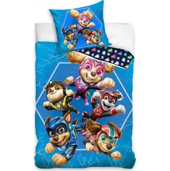Povlečení Oboustranné Bavlněné povlečení Paw Patrol Odvážné Tlapky 140 x 200, 70 x 90 cm zipový uzávěr