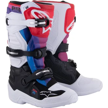 Moto obuv ALPINESTARS boty TECH 7 S dětské white/black/red/blue/purple - 35,5