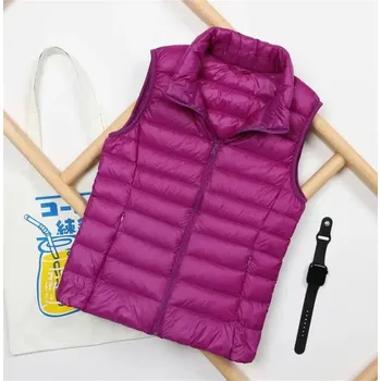 Dámská vesta Prošívaná vesta na zip Barva: Fialová, Velikost: XL