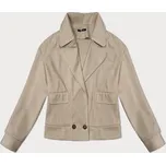 Volná béžová pruhovaná žebrovaná bunda s límcem (244003) odstíny béžové uni velikost