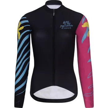 cyklistický dres RIVANELLE Cyklistický dres s dlouhým rukávem zimní - MEDITATION WINTER - černá/růžová XS