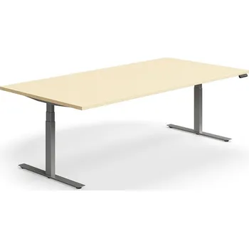 Jednací stůl Jednací stůl QBUS, výškově nastavitelný, obdélníkový, 2400x1200 mm, stříbrná podnož, bříza