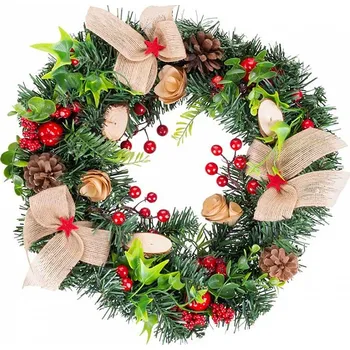 Vánoční dekorace Věnec MagicHome přírodní na zavěšení, 41cm