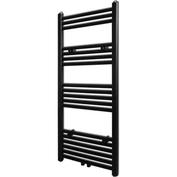 Radiátor vidaXL Černý žebříkový radiátor na ručníky rovný ústřední topení 500x1160 mm [141907] Barva: Černá