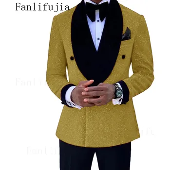 Pánský oblek Pánský dvoubarevný oblek na společnost Barva: Zlatá, Velikost: XL