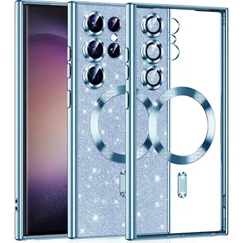 Pouzdro na mobilní telefon Kryt Samsung Galaxy A35 5G Techsuit Luxury Glitter MagSafe - světle modrý