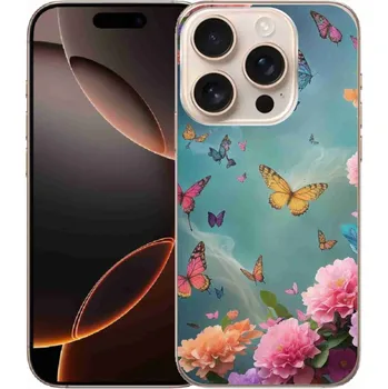 Pouzdro na mobilní telefon Gelový kryt mmCase na iPhone 16 Pro Max - barevné květy a motýli